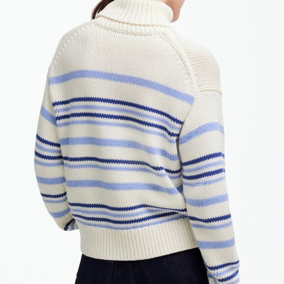 Madewell Ribbed Cotton Turtleneck Sweater in Stripe Size XS - Picture 4 of 12